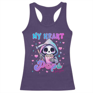 Funny Valentine's Day Racerback Tank Top My Heart Pops For You Cute Death Grim Popcorn TS09 Purple Print Your Wear