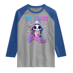 Funny Valentine's Day Raglan Shirt My Heart Pops For You Cute Death Grim Popcorn TS09 Sport Gray Royal Print Your Wear