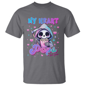 Funny Valentine's Day T Shirt My Heart Pops For You Cute Death Grim Popcorn TS09 Charcoal Print Your Wear