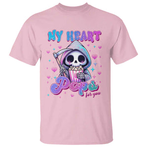 Funny Valentine's Day T Shirt My Heart Pops For You Cute Death Grim Popcorn TS09 Light Pink Print Your Wear