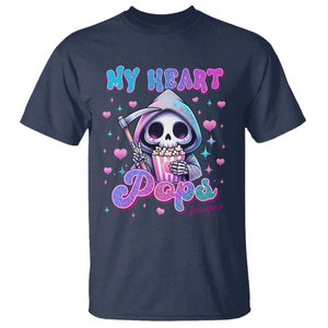 Funny Valentine's Day T Shirt My Heart Pops For You Cute Death Grim Popcorn TS09 Navy Print Your Wear
