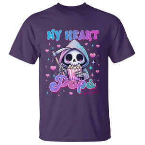 Funny Valentine's Day T Shirt My Heart Pops For You Cute Death Grim Popcorn TS09 Purple Print Your Wear