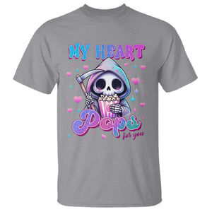 Funny Valentine's Day T Shirt My Heart Pops For You Cute Death Grim Popcorn TS09 Sport Gray Print Your Wear