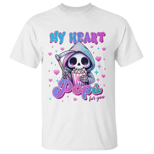 Funny Valentine's Day T Shirt My Heart Pops For You Cute Death Grim Popcorn TS09 White Print Your Wear