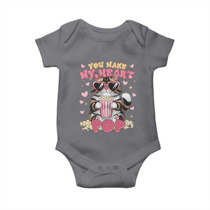 Funny Valentine's Day Baby Onesie You Make My Heart Pop Cute Cat Popcorn TS09 Charcoal Print Your Wear