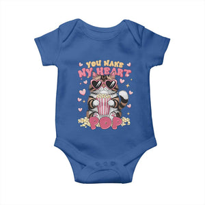 Funny Valentine's Day Baby Onesie You Make My Heart Pop Cute Cat Popcorn TS09 Royal Blue Print Your Wear