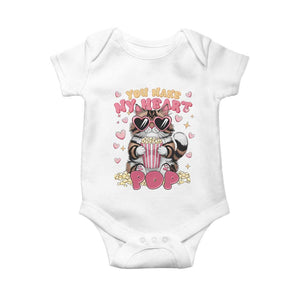 Funny Valentine's Day Baby Onesie You Make My Heart Pop Cute Cat Popcorn TS09 White Print Your Wear