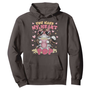 Funny Valentine's Day Hoodie You Make My Heart Pop Cute Cat Popcorn TS09 Dark Chocolate Print Your Wear