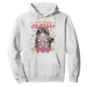 Funny Valentine's Day Hoodie You Make My Heart Pop Cute Cat Popcorn TS09 White Print Your Wear