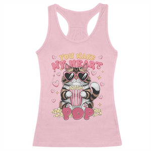 Funny Valentine's Day Racerback Tank Top You Make My Heart Pop Cute Cat Popcorn TS09 Light Pink Print Your Wear