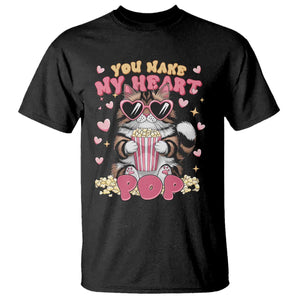 Funny Valentine's Day T Shirt You Make My Heart Pop Cute Cat Popcorn TS09 Black Print Your Wear