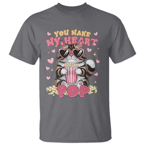 Funny Valentine's Day T Shirt You Make My Heart Pop Cute Cat Popcorn TS09 Charcoal Print Your Wear