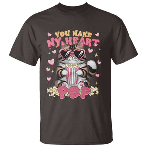 Funny Valentine's Day T Shirt You Make My Heart Pop Cute Cat Popcorn TS09 Dark Chocolate Print Your Wear