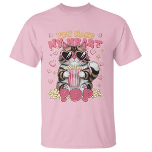 Funny Valentine's Day T Shirt You Make My Heart Pop Cute Cat Popcorn TS09 Light Pink Print Your Wear