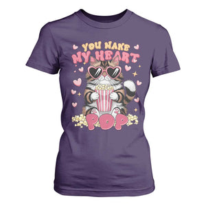 Funny Valentine's Day T Shirt For Women You Make My Heart Pop Cute Cat Popcorn TS09 Purple Print Your Wear