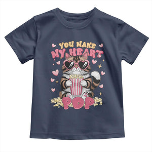 Funny Valentine's Day Toddler T Shirt You Make My Heart Pop Cute Cat Popcorn TS09 Navy Print Your Wear