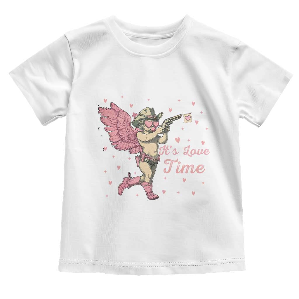 Funny Valentine's Day Toddler T Shirt It's Love Time Cowboy Cupid TS09 White Print Your Wear