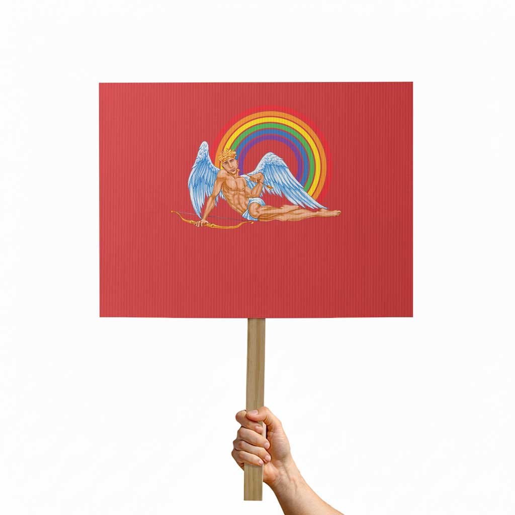 Funny Valentine's Day LGBT Cupid Protest Sign TS09 Horizontal 18" × 24" Red Print Your Wear