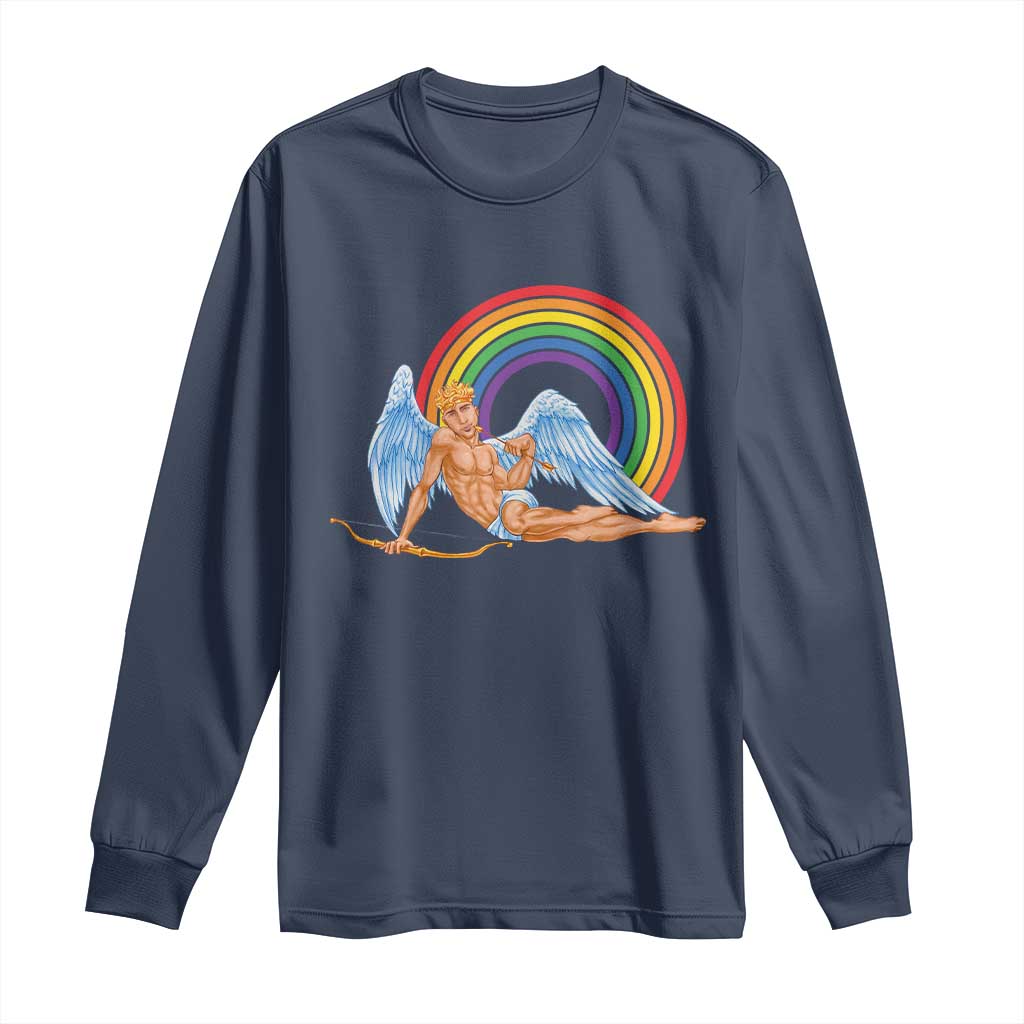 Funny Valentine's Day LGBT Cupid Long Sleeve Shirt TS09 Navy Print Your Wear