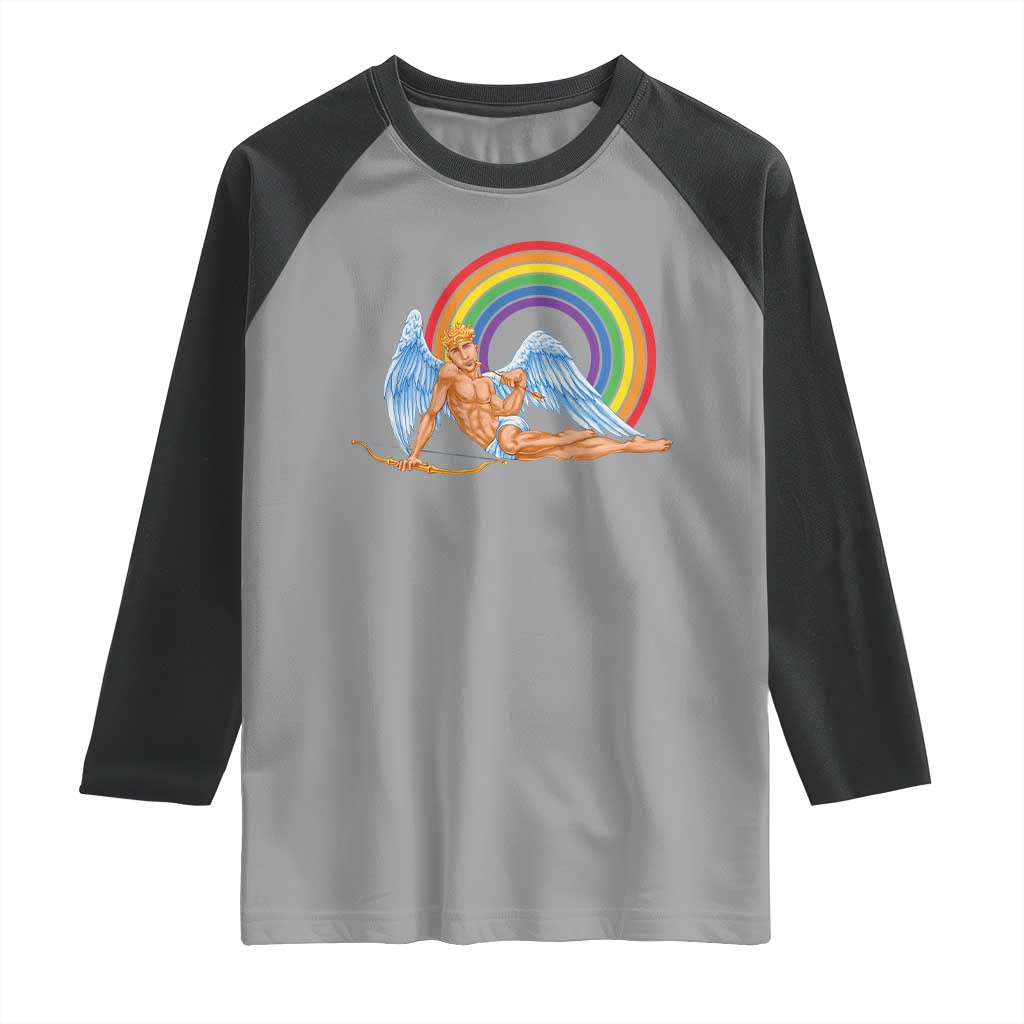 Funny Valentine's Day LGBT Cupid Raglan Shirt TS09 Sport Gray Black Print Your Wear