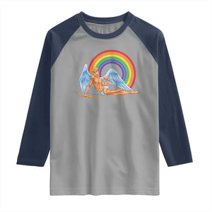 Funny Valentine's Day LGBT Cupid Raglan Shirt TS09 Sport Gray Navy Print Your Wear