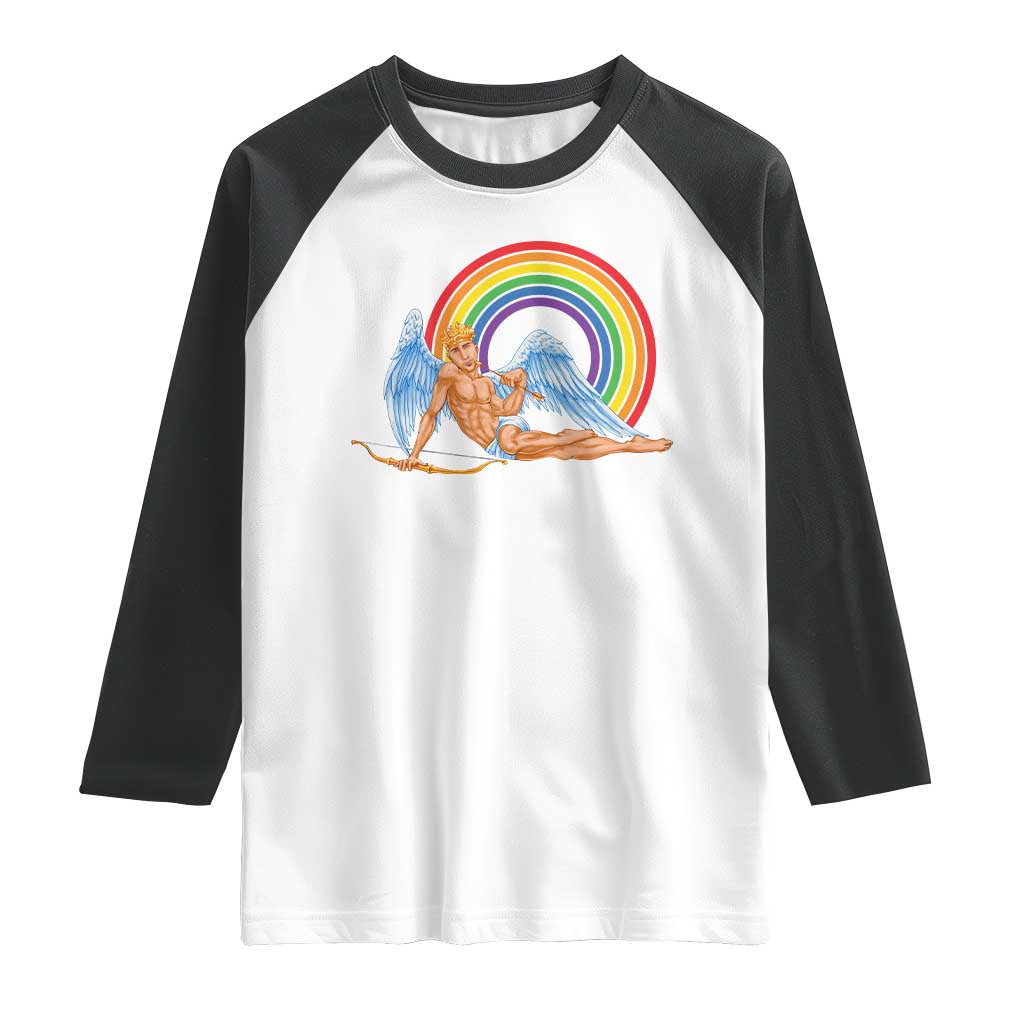 Funny Valentine's Day LGBT Cupid Raglan Shirt TS09 White Black Print Your Wear