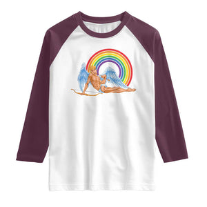 Funny Valentine's Day LGBT Cupid Raglan Shirt TS09 White Maroon Print Your Wear