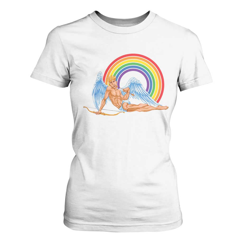 Funny Valentine's Day LGBT Cupid T Shirt For Women TS09 White Print Your Wear