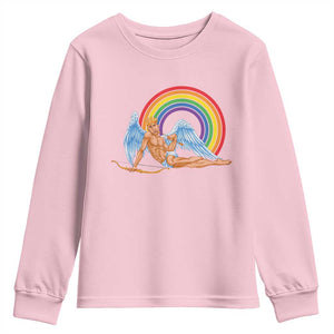 Funny Valentine's Day LGBT Cupid Youth Sweatshirt TS09 Light Pink Print Your Wear