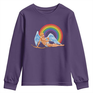 Funny Valentine's Day LGBT Cupid Youth Sweatshirt TS09 Purple Print Your Wear
