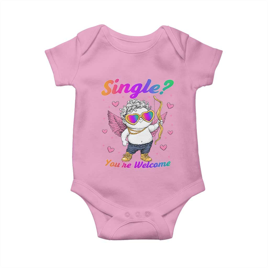 Funny Single You're Welcome Baby Onesie Rainbow LGBT Cupid TS09 Light Pink Print Your Wear