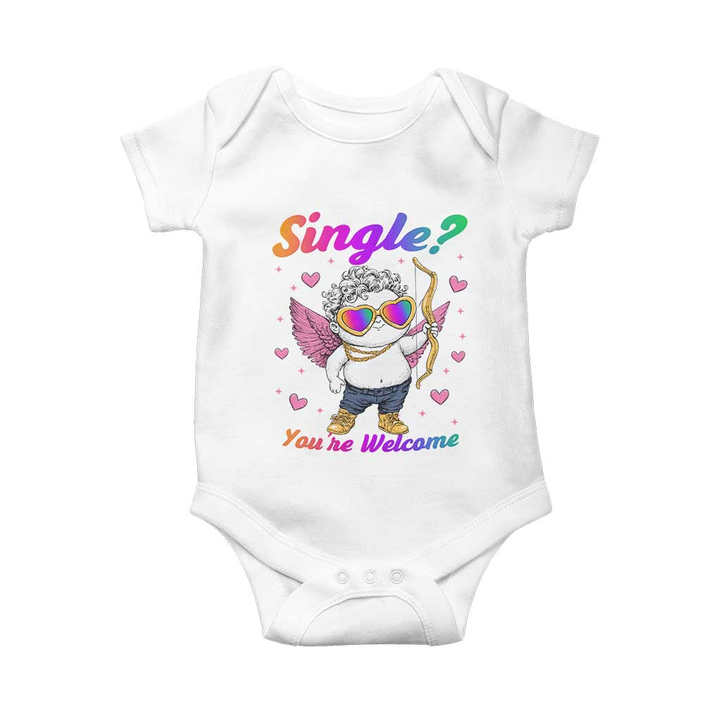 Funny Single You're Welcome Baby Onesie Rainbow LGBT Cupid TS09 White Print Your Wear