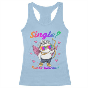 Funny Single You're Welcome Racerback Tank Top Rainbow LGBT Cupid TS09 Light Blue Print Your Wear