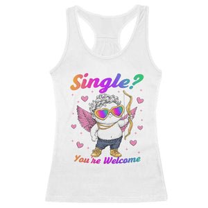 Funny Single You're Welcome Racerback Tank Top Rainbow LGBT Cupid TS09 White Print Your Wear