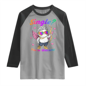 Funny Single You're Welcome Raglan Shirt Rainbow LGBT Cupid TS09 Sport Gray Black Print Your Wear
