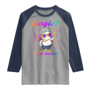 Funny Single You're Welcome Raglan Shirt Rainbow LGBT Cupid TS09 Sport Gray Navy Print Your Wear