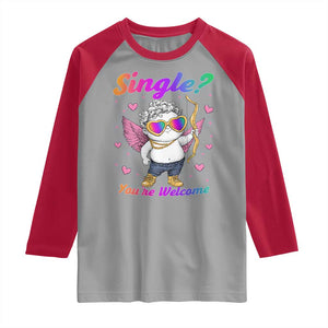 Funny Single You're Welcome Raglan Shirt Rainbow LGBT Cupid TS09 Sport Gray Red Print Your Wear