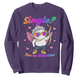 Funny Single You're Welcome Sweatshirt Rainbow LGBT Cupid TS09 Purple Print Your Wear