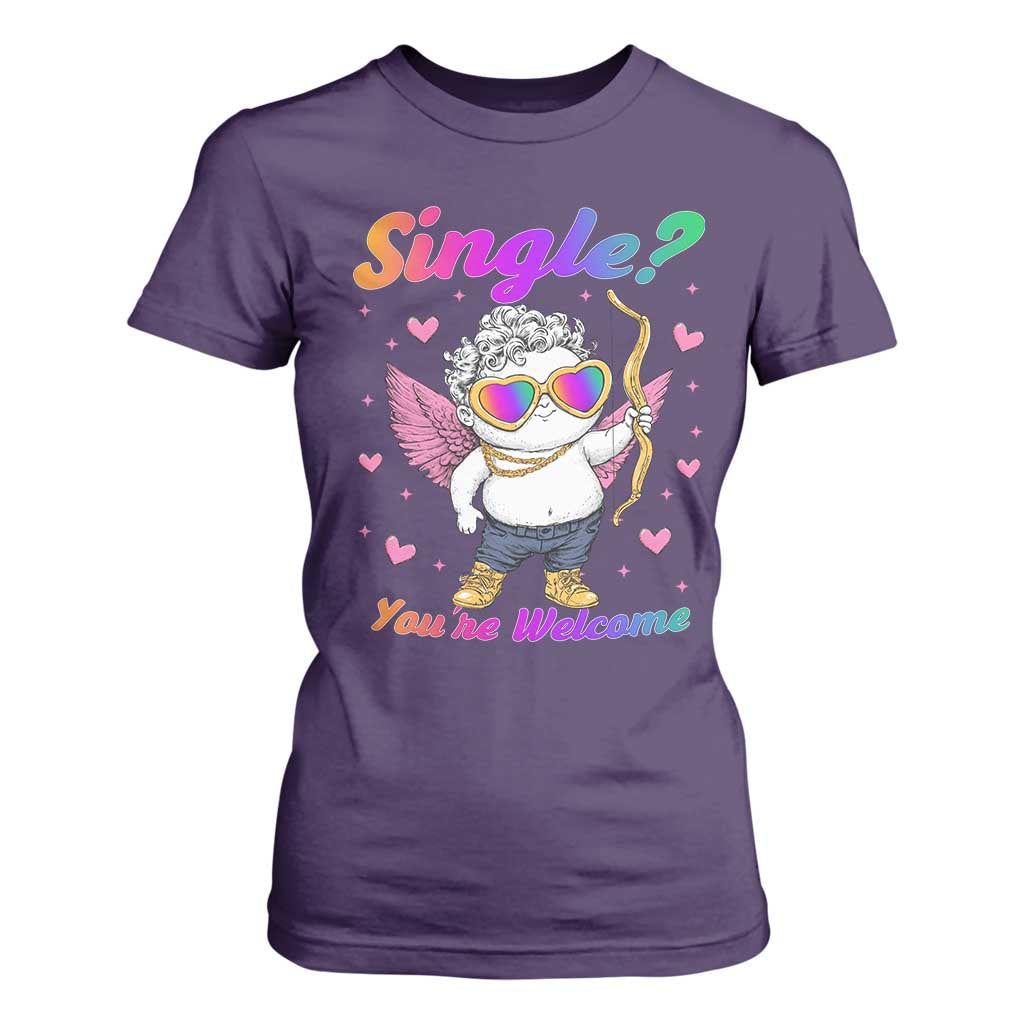 Funny Single You're Welcome T Shirt For Women Rainbow LGBT Cupid TS09 Purple Print Your Wear