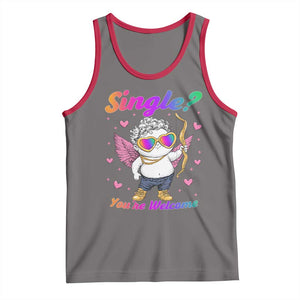 Funny Single You're Welcome Tank Top Rainbow LGBT Cupid TS09 Deep Heather Red Print Your Wear