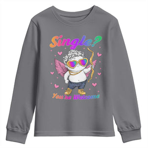 Funny Single You're Welcome Youth Sweatshirt Rainbow LGBT Cupid TS09 Charcoal Print Your Wear