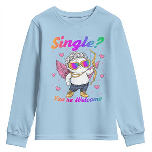 Funny Single You're Welcome Youth Sweatshirt Rainbow LGBT Cupid TS09 Light Blue Print Your Wear
