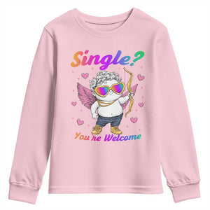 Funny Single You're Welcome Youth Sweatshirt Rainbow LGBT Cupid TS09 Light Pink Print Your Wear