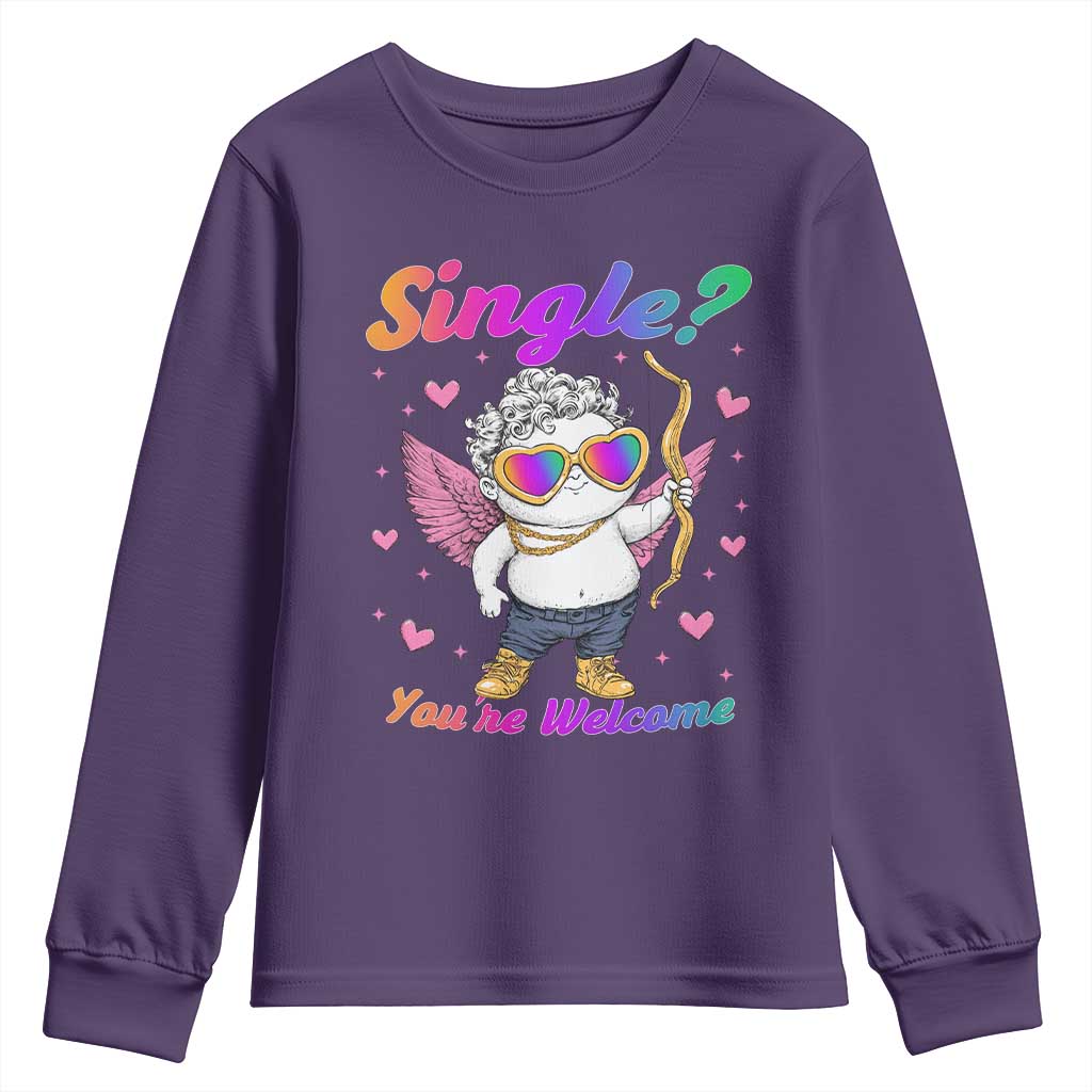 Funny Single You're Welcome Youth Sweatshirt Rainbow LGBT Cupid TS09 Purple Print Your Wear