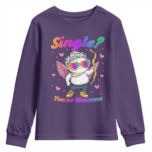 Funny Single You're Welcome Youth Sweatshirt Rainbow LGBT Cupid TS09 Purple Print Your Wear