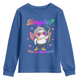 Funny Single You're Welcome Youth Sweatshirt Rainbow LGBT Cupid TS09 Royal Blue Print Your Wear