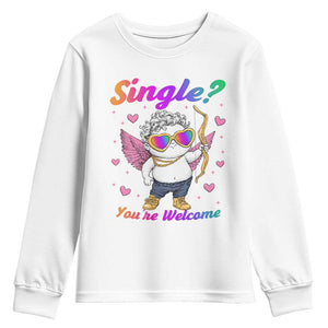 Funny Single You're Welcome Youth Sweatshirt Rainbow LGBT Cupid TS09 White Print Your Wear