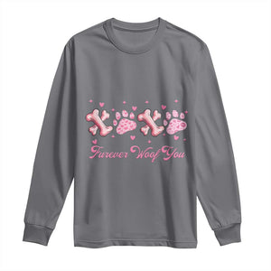 Valentine's Day Dog Lover Long Sleeve Shirt Furever Woof You Paw XO TS09 Charcoal Print Your Wear