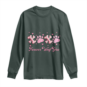 Valentine's Day Dog Lover Long Sleeve Shirt Furever Woof You Paw XO TS09 Dark Forest Green Print Your Wear
