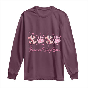 Valentine's Day Dog Lover Long Sleeve Shirt Furever Woof You Paw XO TS09 Maroon Print Your Wear